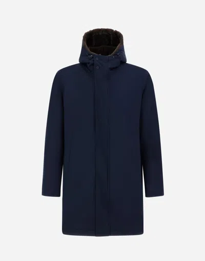 Herno Long Parka In Keystone And Light Faux Fur In Black