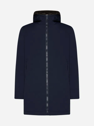 Herno Lightweight Hooded Parka Coat In Blue