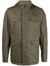 Herno Adjustable Hooded Cotton Jacket With Multiple Pockets In Khaki
