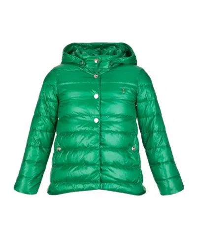 Herno Kids Hooded Padded Jacket In Green