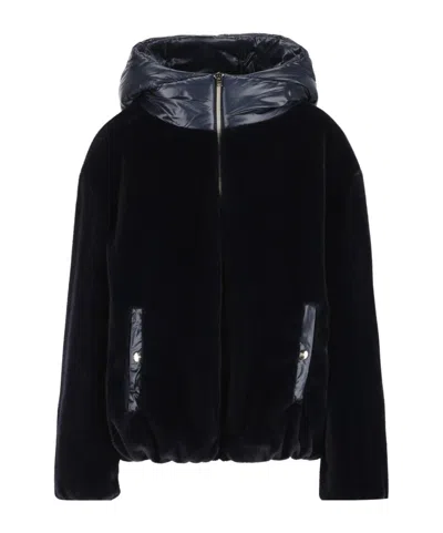 Herno Kids Hooded Panelled Coat In Black