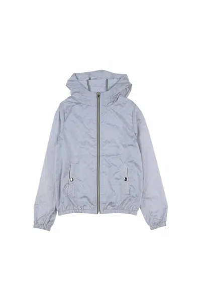 Herno Kids Monogram Pattern Hooded Jacket In Light Grey/grey In Multi