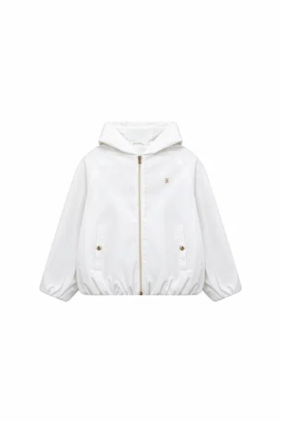 Herno Kids Polyester Hooded Jacket In White