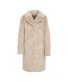 Herno Knee-length Faux Fur Coat With Classic Collar And Plush Texture In Brown