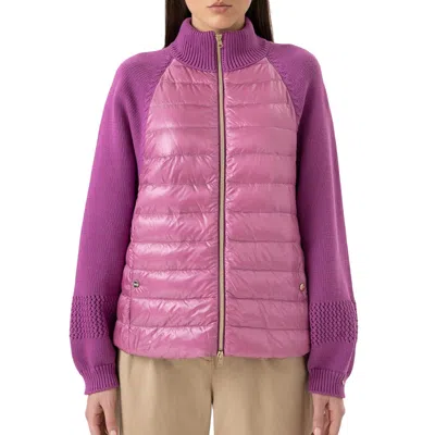 Herno Knit & Nylon Ultralight Bomber In Fuchsia In Pink