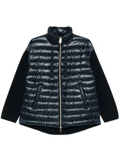 Herno Knit Detail Jacket In Blue