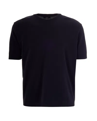 HERNO KNIT EFFECT BLUE T-SHIRT