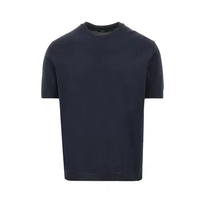 Herno Knit Effect Jersey T-shirt In Blue