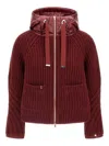 Herno Cardigan In Cob Stitch Wool And Nylon Ultralight In Burgundy