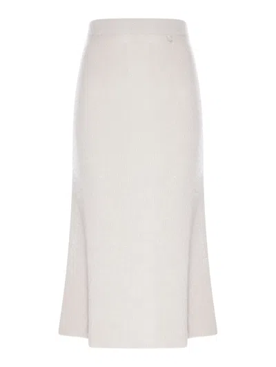 Herno Knit Midi Skirt With Lurex Yarn In Metallic