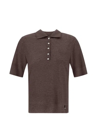 Herno Knit Polo Shirt In Brown