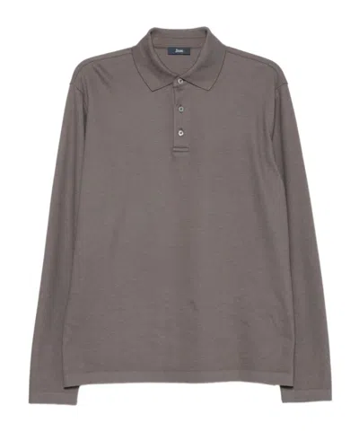 Herno Knit Polo Shirt In Gray