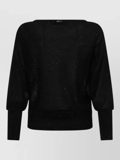 Herno Knit Pullover Long Sleeves Boat Neck In Black