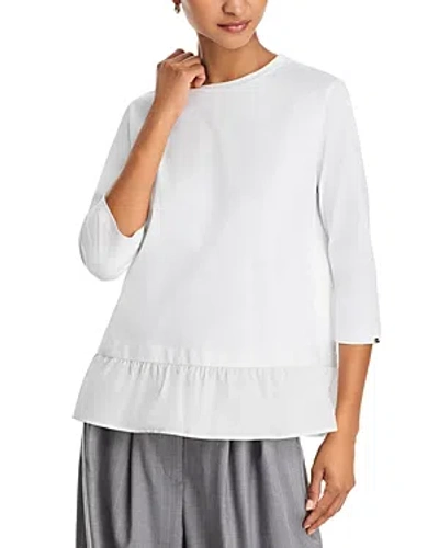 Herno Knit Ruffled Hem Blouse In White