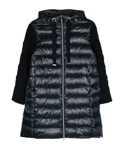 Herno Knit-sleeves Padded Coat In Black