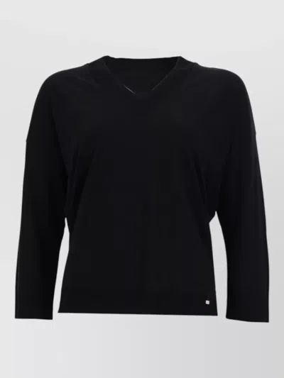 Herno Knit Top V Neck Long Sleeves In Black