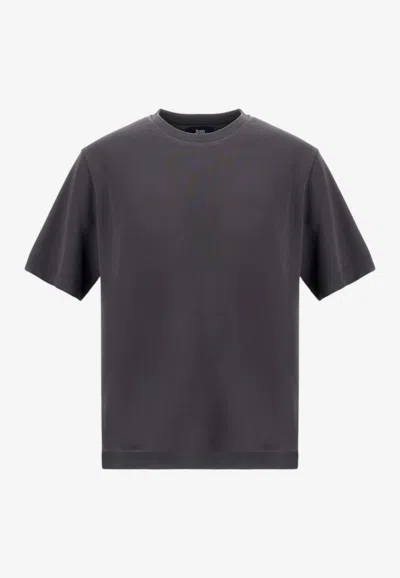 Herno Knit-effect Crewneck T-shirt In Gray