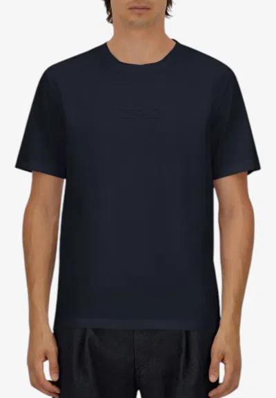 Herno Knit-effect Short-sleeved T-shirt In Navy
