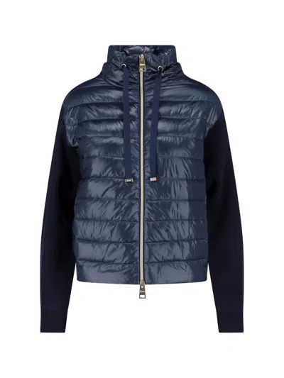 Herno Knitted And Nylon Puffer In Blue