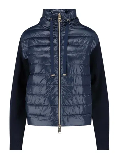 Herno Knitted And Nylon Down Jacket In Blue