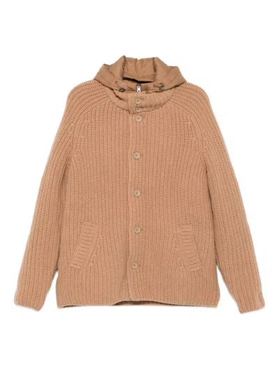Herno Knitted Bomber Jacket With Bib In Gold