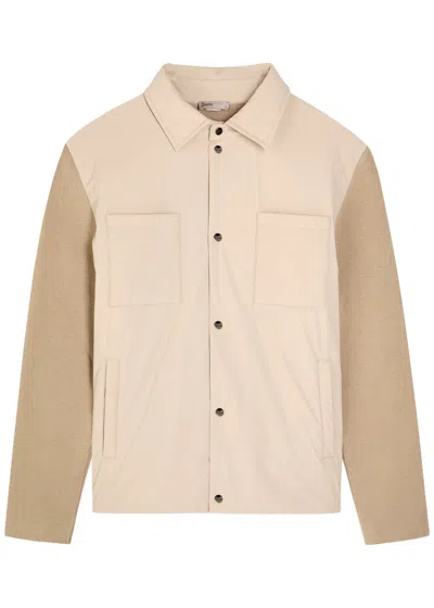 Herno Knitted Cotton And Shell Overshirt In Brown