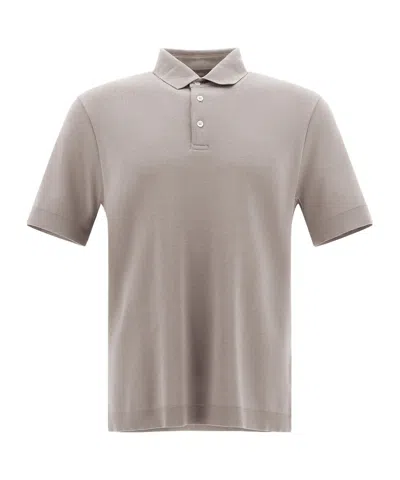 Herno Knitted Cotton Polo Shirt In Nude