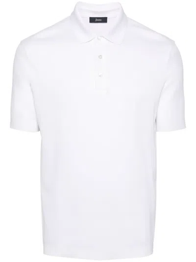 Herno Knitted Cotton Polo Shirt In White