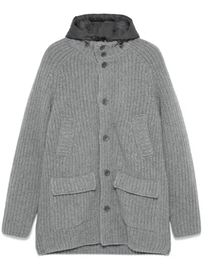 Herno Knitted Jacket With Bib In Gray