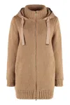 Herno Knitted Jacket With Padded Panel In Camel