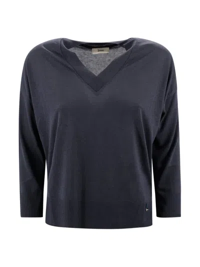 Herno Knitted Jumper In Blue