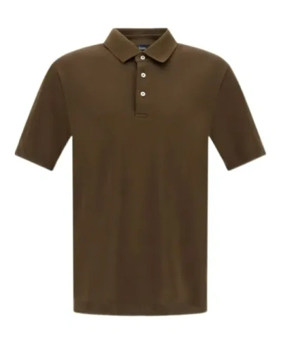 Herno Jersey Knit Effect Polo Shirt In Military Green
