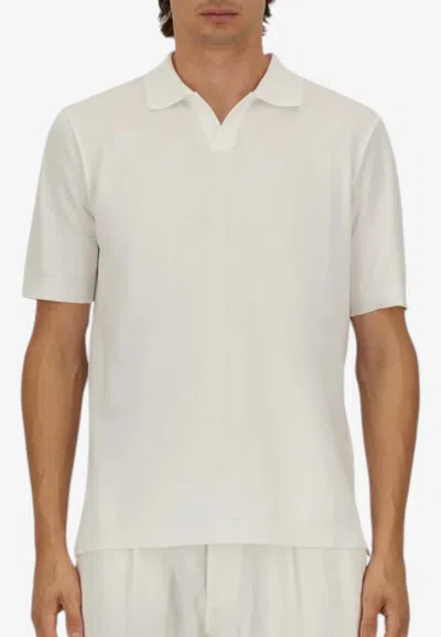 Herno Knitted Polo T-shirt In White