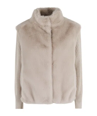 Herno Knitted Sleeve Casual Jacket In Neutral