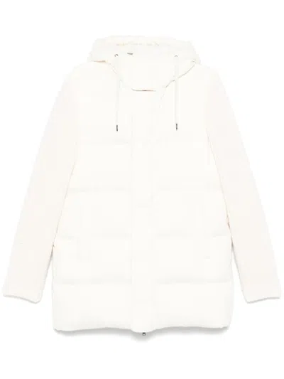 Herno Knitted-sleeves Coat In White
