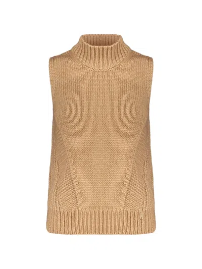 Herno Ribbed Sleeveless Knit Top In Brown