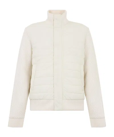 Herno Knitted-panels Padded Bomber Jacket In Neutral