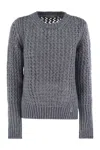 Herno Knitwear In Alpaca And Wool Yarn In Avio