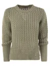 Herno Elegant Alpaca-wool Blend Sweater With Graphic Openwork In Beige