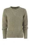 Herno Elegant Alpaca-wool Blend Sweater With Graphic Openwork In Beige