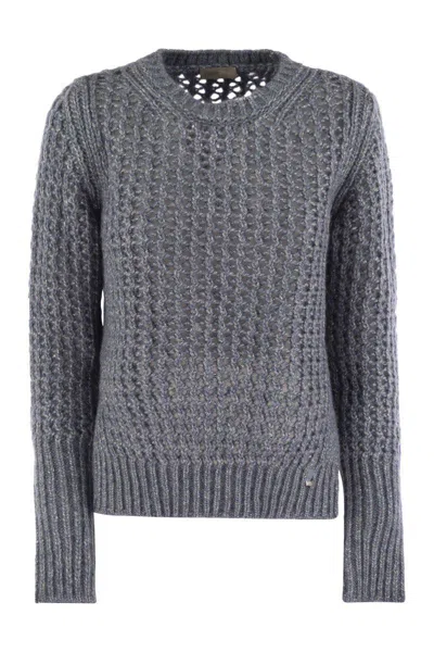 Herno Knitwear In Alpaca And Wool Yarn In Gray
