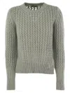 Herno Elegant Alpaca-wool Blend Sweater With Graphic Openwork In Green