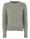 Herno Elegant Alpaca-wool Blend Sweater With Graphic Openwork In Water Green