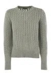 Herno Elegant Alpaca-wool Blend Sweater With Graphic Openwork In Water Green