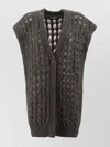 Herno Knitwear V-neck Openwork Cardigan In Gray