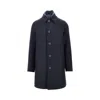 Herno L-blend Coat With Detachable Bib In Blue