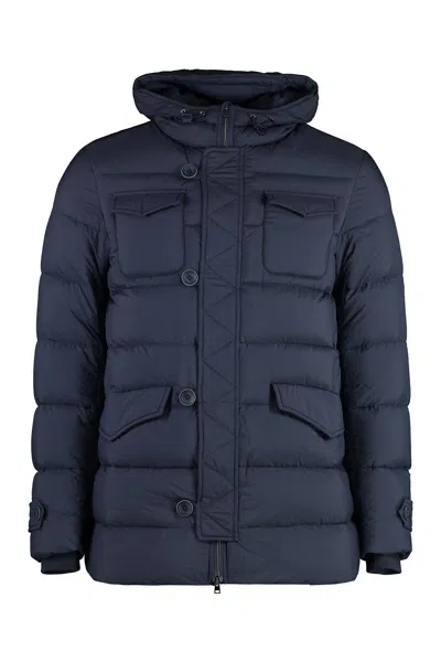 Herno L Eskimo Hooded Nylon Down Jacket In Blue