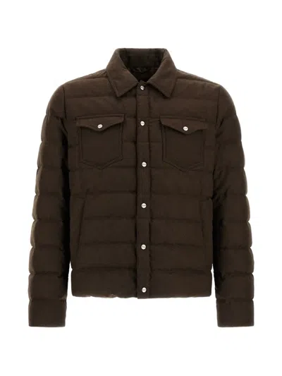 Herno La Camicia Striped-quilted Jacket In Brown