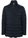 Herno Quilted Lightweight Down Coat With High Collar In Blue