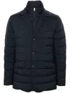 Herno Quilted Lightweight Down Coat With High Collar In Blue